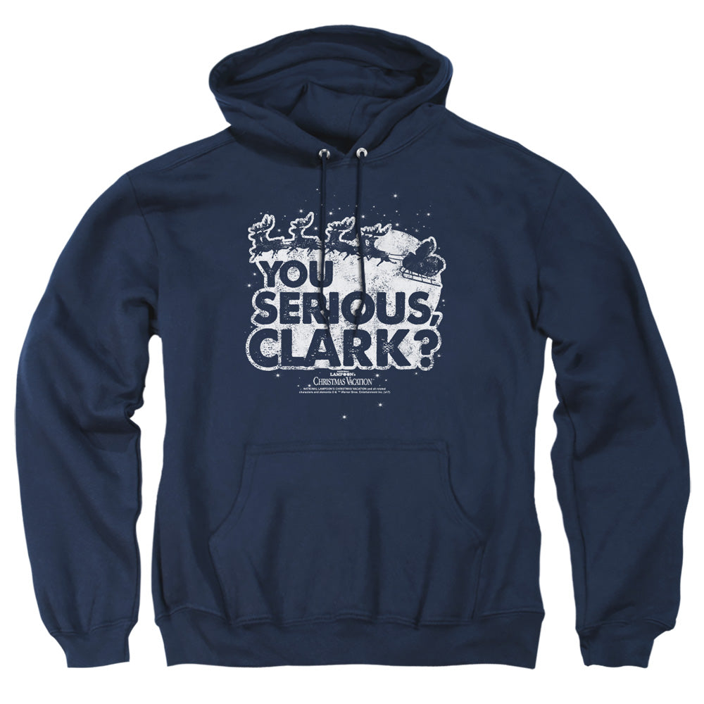 AN OFFCIALLY LICENSED CHRISTMAS VACATION YOU SERIOUS CLARK ADULT UNISEX PULLOVER HOODIE NAVY