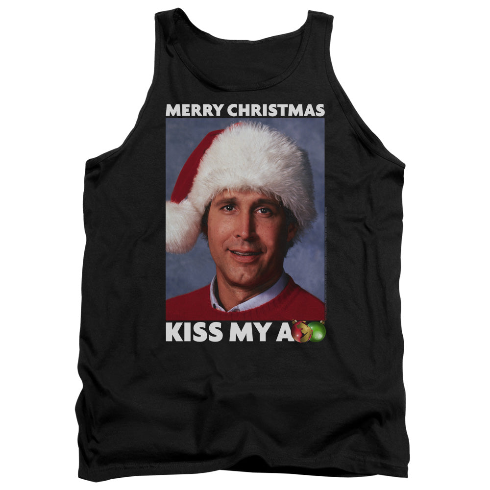 AN OFFCIALLY LICENSED CHRISTMAS VACATION MERRY KISS ADULT UNISEX TANK TOP BLACK