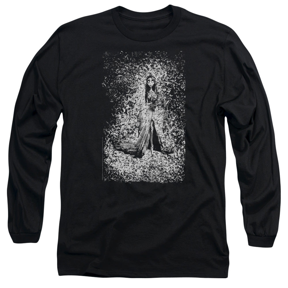 AN OFFCIALLY LICENSED CORPSE BRIDE BIRD DISSOLVE MEN'S LONG SLEEVE T-SHIRT BLACK