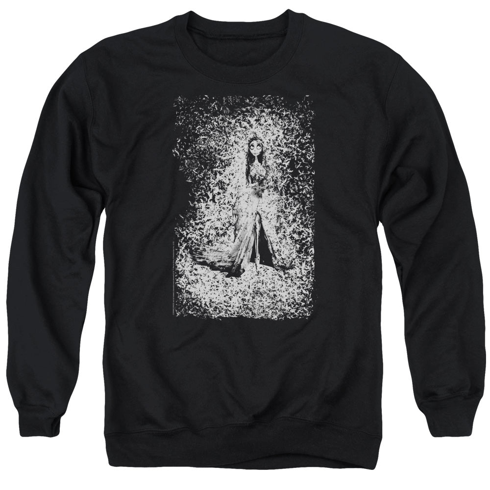 AN OFFCIALLY LICENSED CORPSE BRIDE BIRD DISSOLVE ADULT UNISEX CREWNECK SWEATSHIRT BLACK