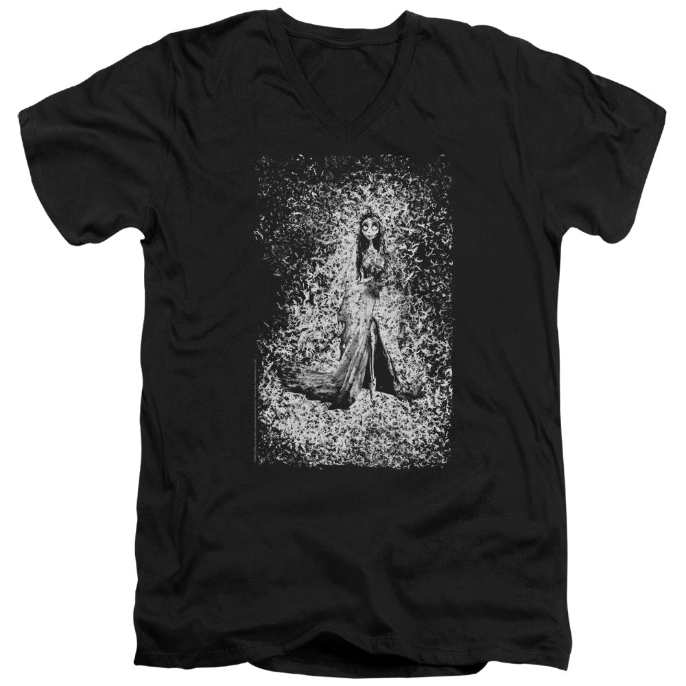 AN OFFCIALLY LICENSED CORPSE BRIDE BIRD DISSOLVE MEN'S V-NECK T-SHIRT BLACK