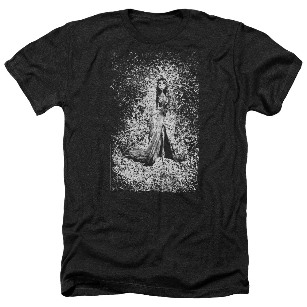 AN OFFCIALLY LICENSED CORPSE BRIDE BIRD DISSOLVE MEN'S HEATHER T-SHIRT CHARCOAL