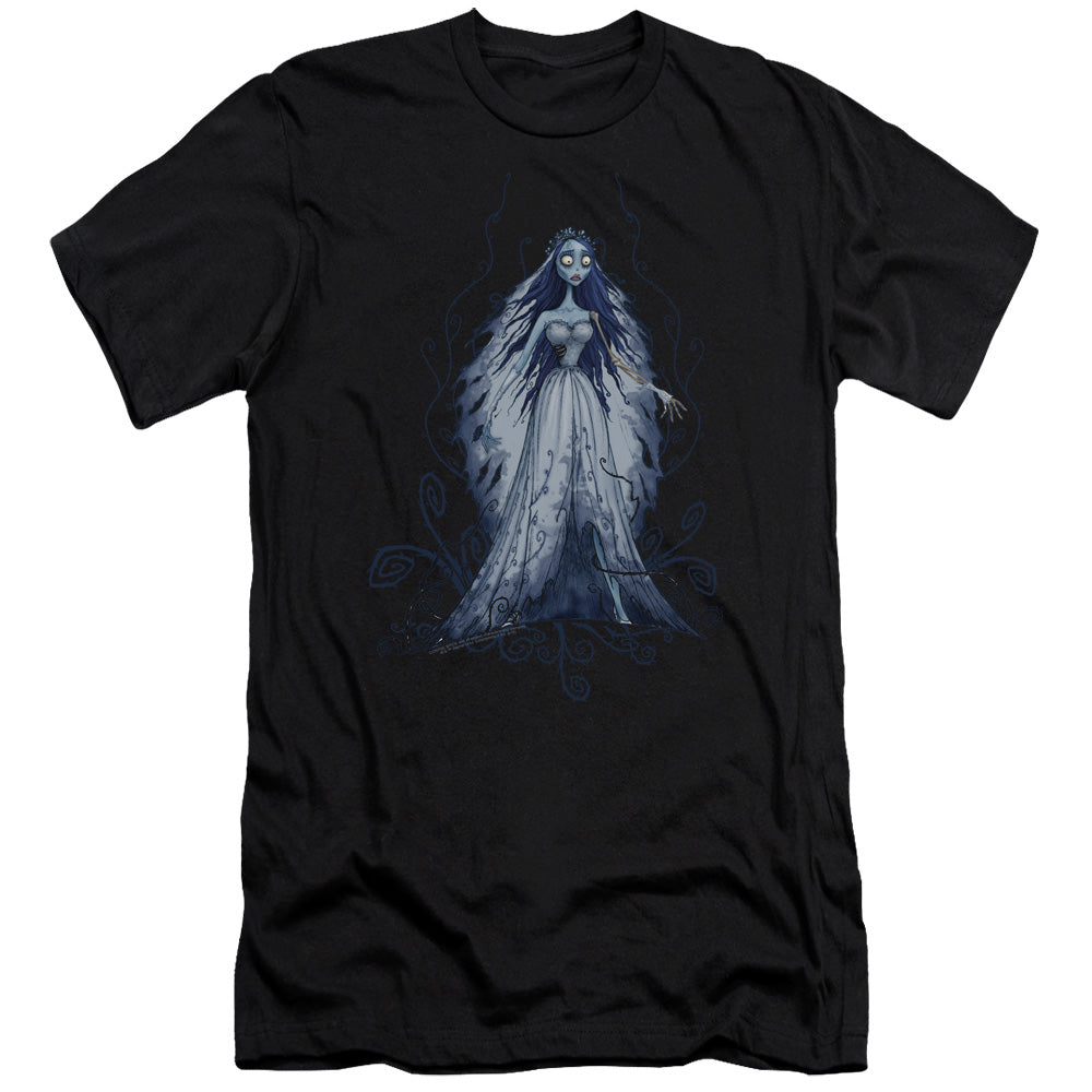 AN OFFCIALLY LICENSED CORPSE BRIDE VINES MEN'S PREMIUM SLIM FIT T-SHIRT BLACK