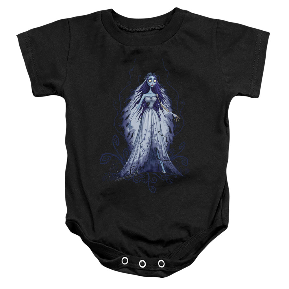 AN OFFCIALLY LICENSED CORPSE BRIDE VINES BABY BODYSUIT BLACK