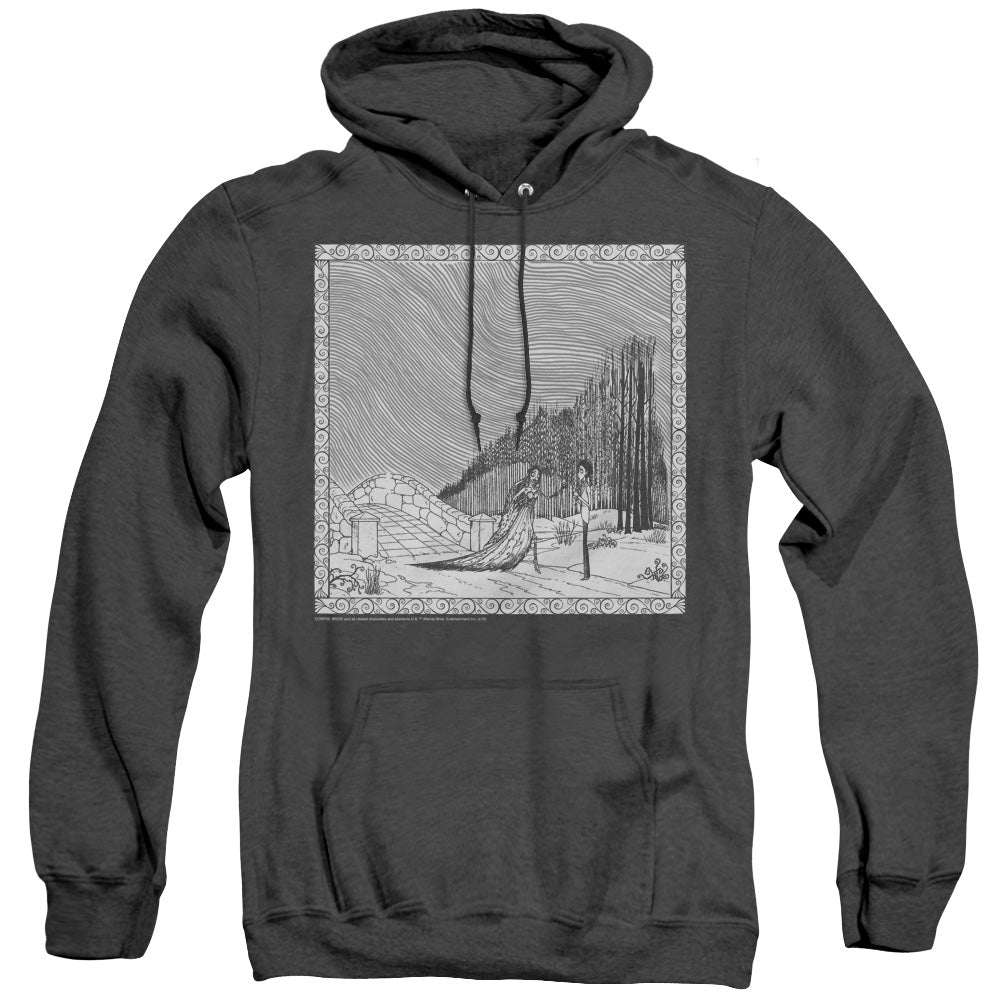 AN OFFCIALLY LICENSED CORPSE BRIDE MY DARLING ADULT UNISEX HEATHER PULLOVER HOODIE BLACK