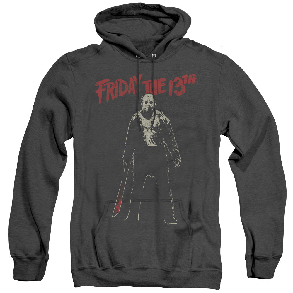 AN OFFCIALLY LICENSED FRIDAY THE 13TH CHCHCH AHAHAH ADULT UNISEX HEATHER PULLOVER HOODIE BLACK
