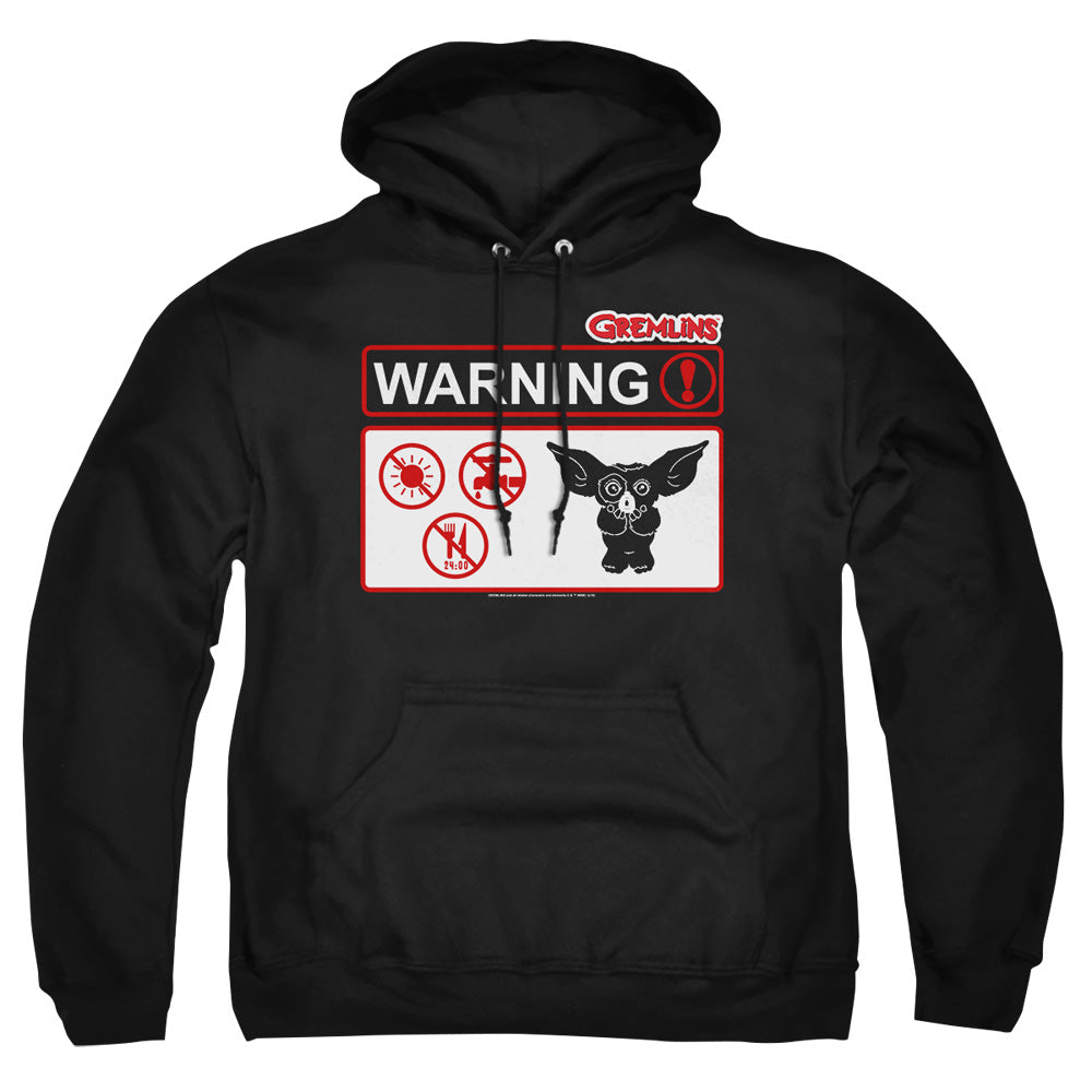 AN OFFCIALLY LICENSED GREMLINS WARNING ADULT UNISEX PULLOVER HOODIE BLACK
