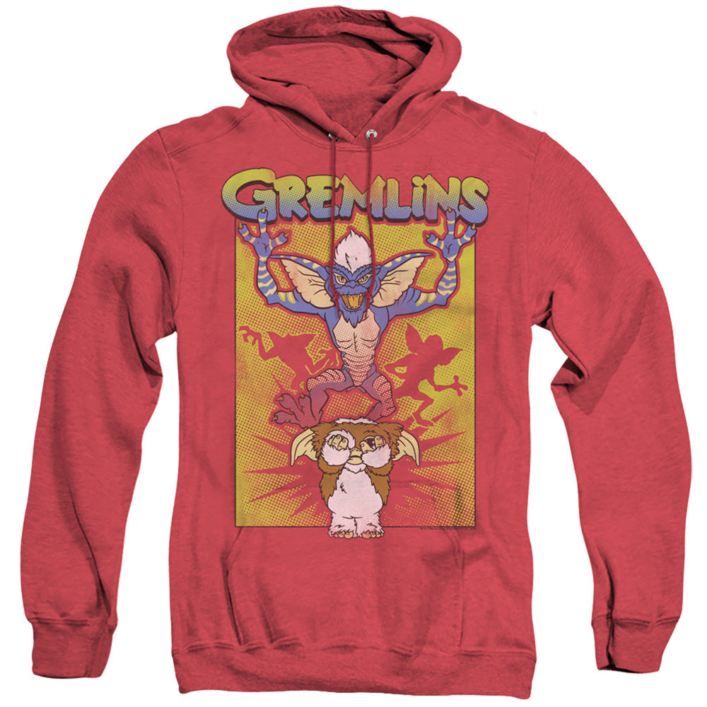 AN OFFCIALLY LICENSED GREMLINS BE AFRAID ADULT UNISEX HEATHER PULLOVER HOODIE RED