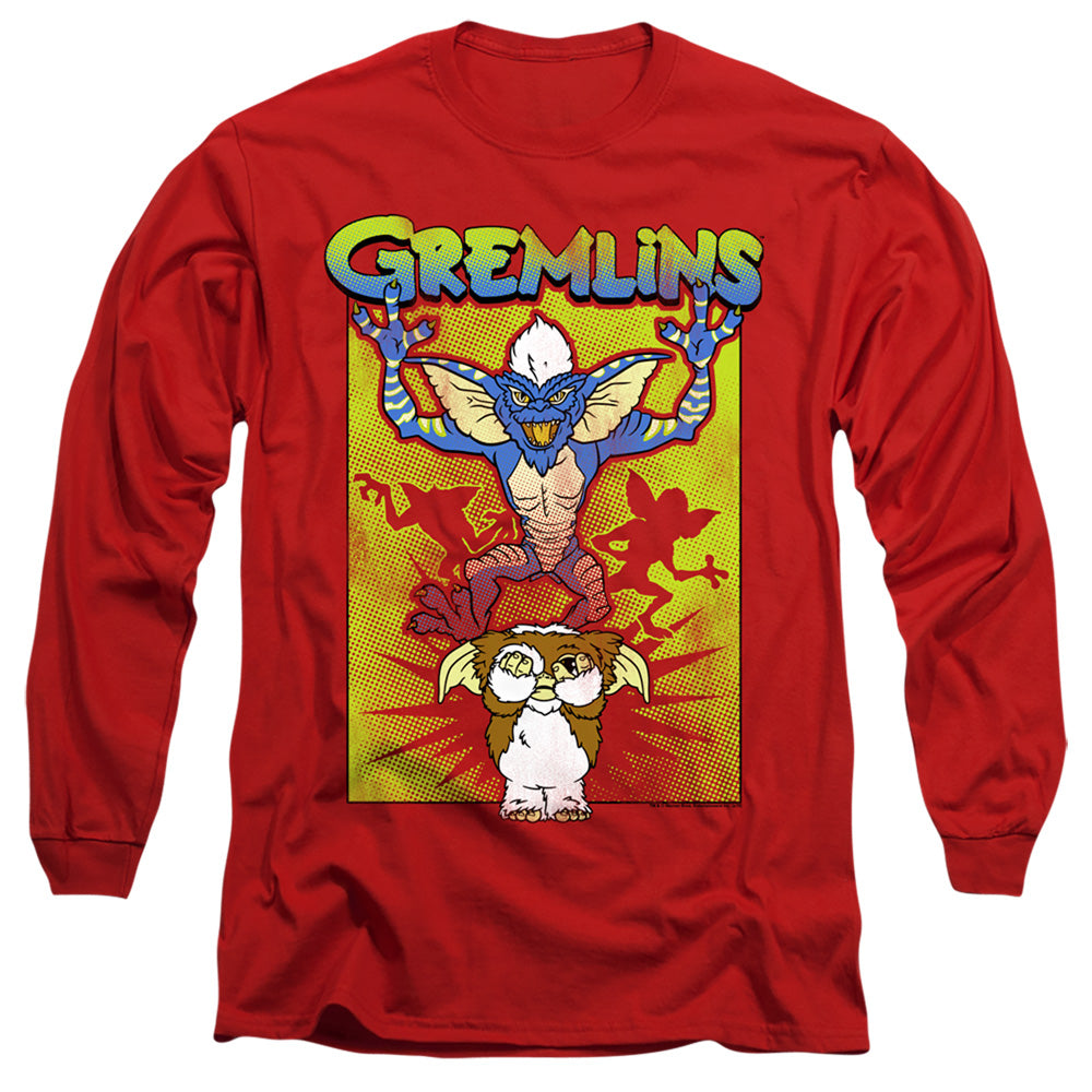 AN OFFCIALLY LICENSED GREMLINS BE AFRAID MEN'S LONG SLEEVE T-SHIRT RED