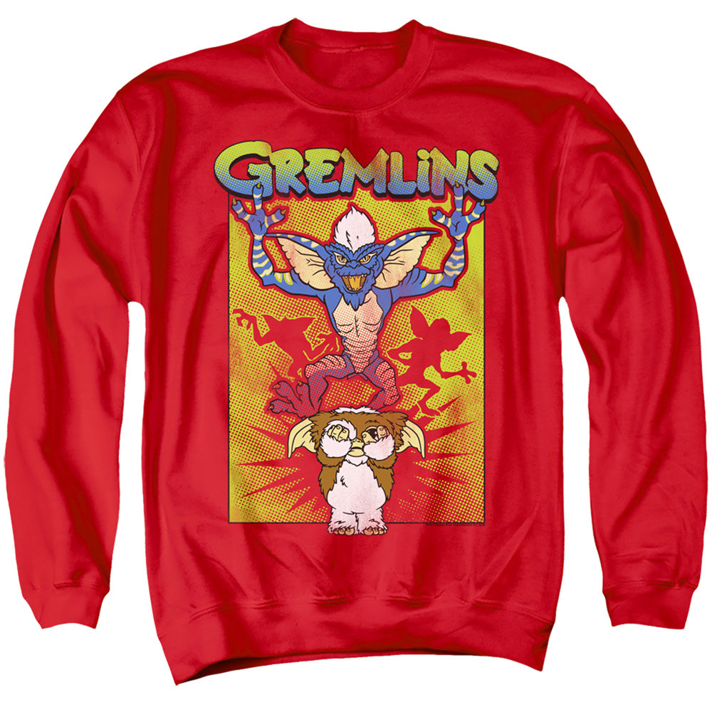 AN OFFCIALLY LICENSED GREMLINS BE AFRAID ADULT UNISEX CREWNECK SWEATSHIRT RED