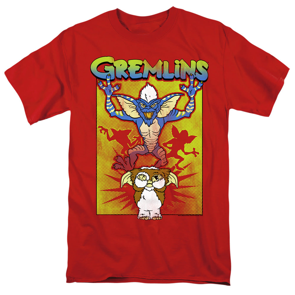 AN OFFCIALLY LICENSED GREMLINS BE AFRAID MEN'S REGULAR FIT T-SHIRT RED