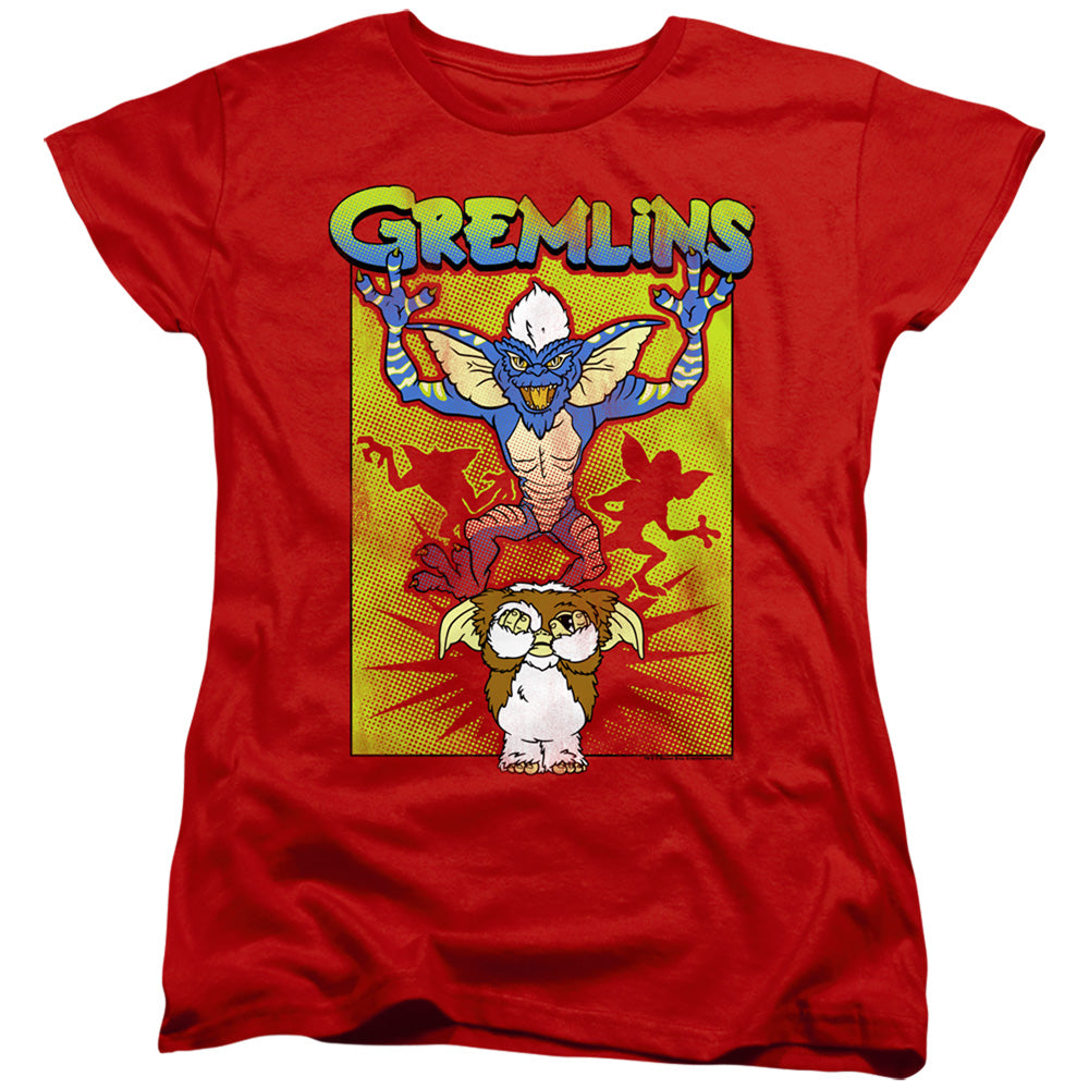 AN OFFCIALLY LICENSED GREMLINS BE AFRAID WOMEN'S REGULAR FIT T-SHIRT RED