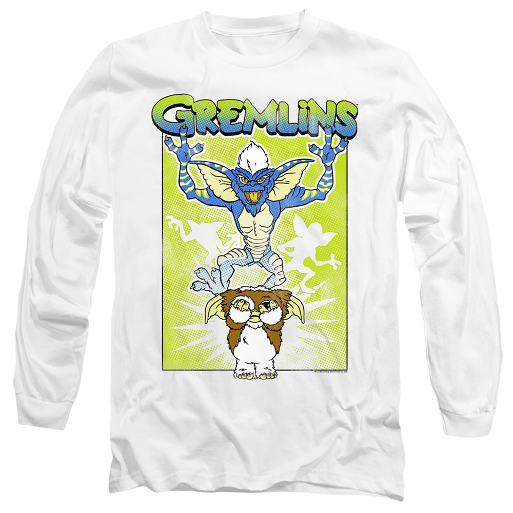AN OFFCIALLY LICENSED GREMLINS BE AFRAID MEN'S LONG SLEEVE T-SHIRT WHITE