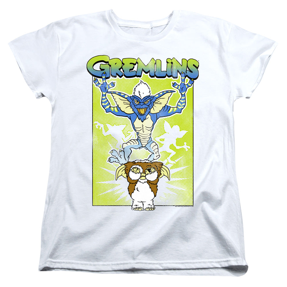 AN OFFCIALLY LICENSED GREMLINS BE AFRAID WOMEN'S REGULAR FIT T-SHIRT WHITE