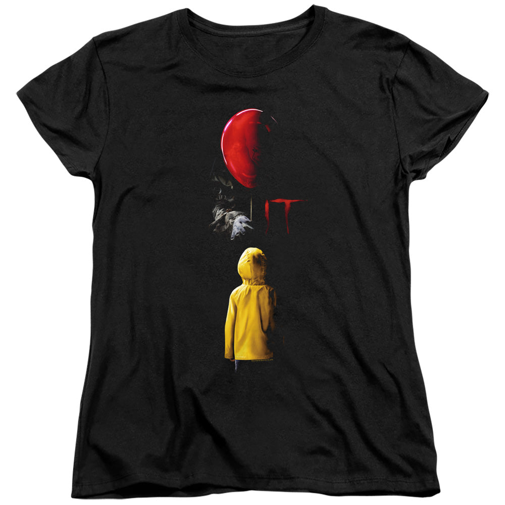 AN OFFCIALLY LICENSED IT 2017 RED BALLOON WOMEN'S REGULAR FIT T-SHIRT BLACK