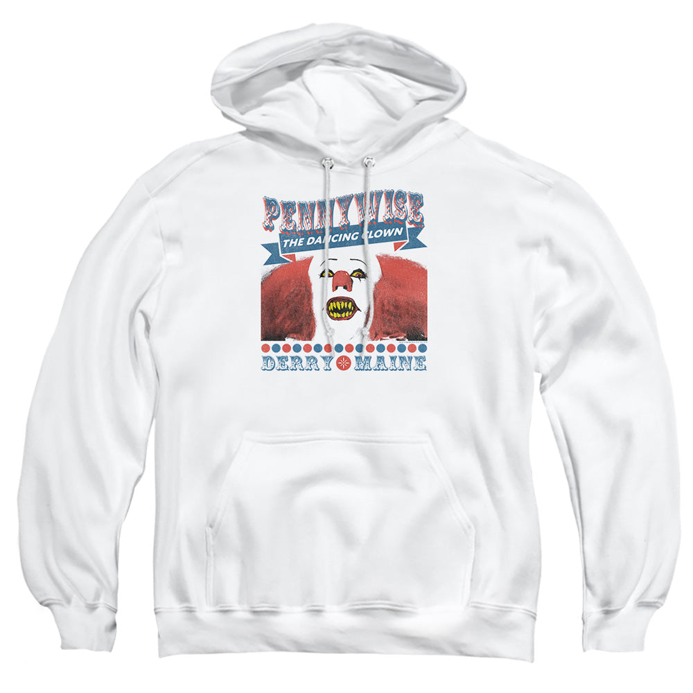 AN OFFCIALLY LICENSED IT 1990 THE DANCING CLOWN ADULT UNISEX PULLOVER HOODIE WHITE