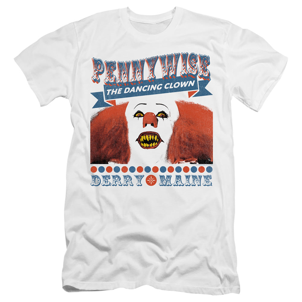 AN OFFCIALLY LICENSED IT 1990 THE DANCING CLOWN MEN'S PREMIUM SLIM FIT T-SHIRT WHITE