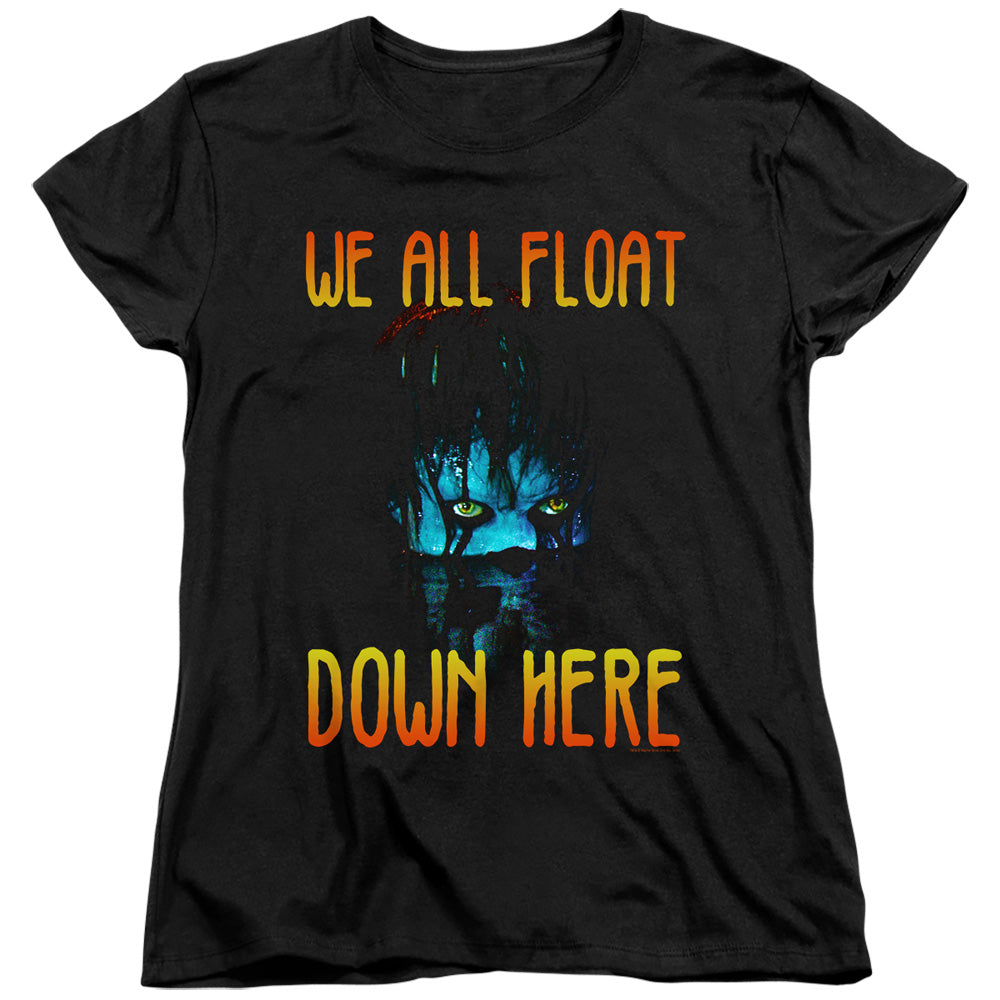 AN OFFCIALLY LICENSED IT 2017 WE ALL FLOAT DOWN HERE WOMEN'S REGULAR FIT T-SHIRT BLACK