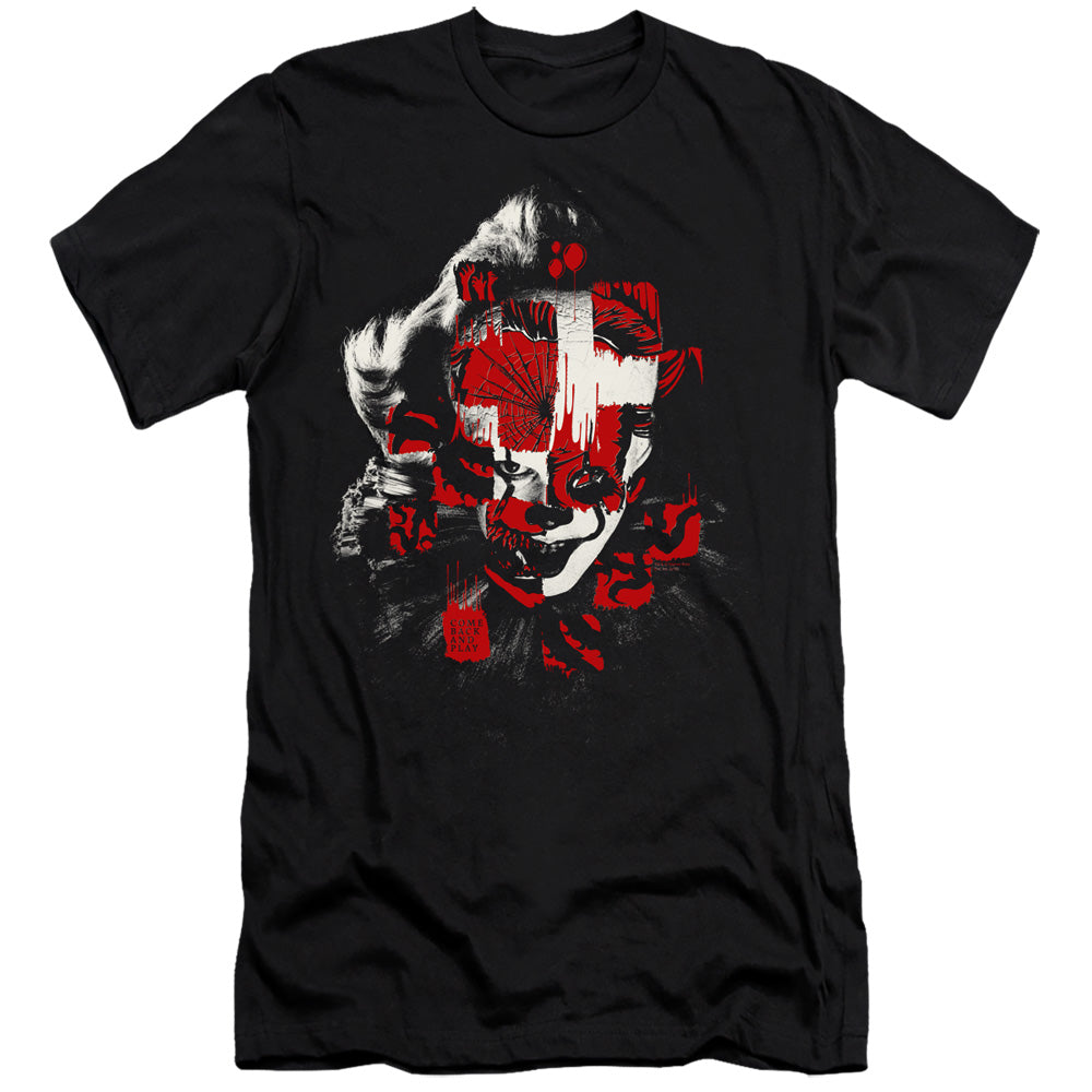 AN OFFCIALLY LICENSED IT 2019 COME BACK MEN'S PREMIUM SLIM FIT T-SHIRT BLACK