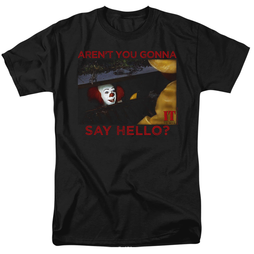 AN OFFCIALLY LICENSED IT 1990 HELLO MEN'S REGULAR FIT T-SHIRT BLACK