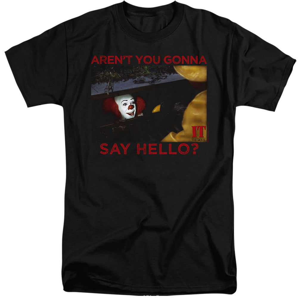 AN OFFCIALLY LICENSED IT 1990 HELLO MEN'S TALL FIT T-SHIRT BLACK