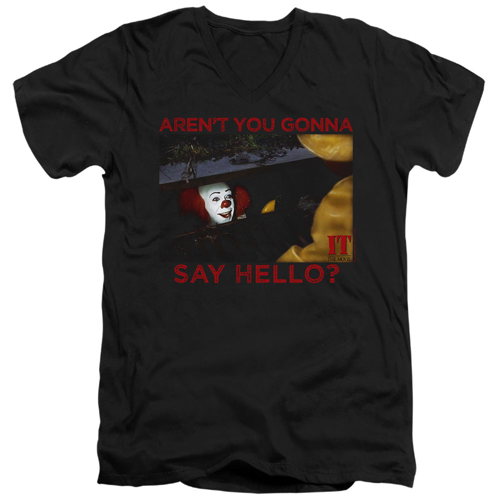 AN OFFCIALLY LICENSED IT 1990 HELLO MEN'S V-NECK T-SHIRT BLACK