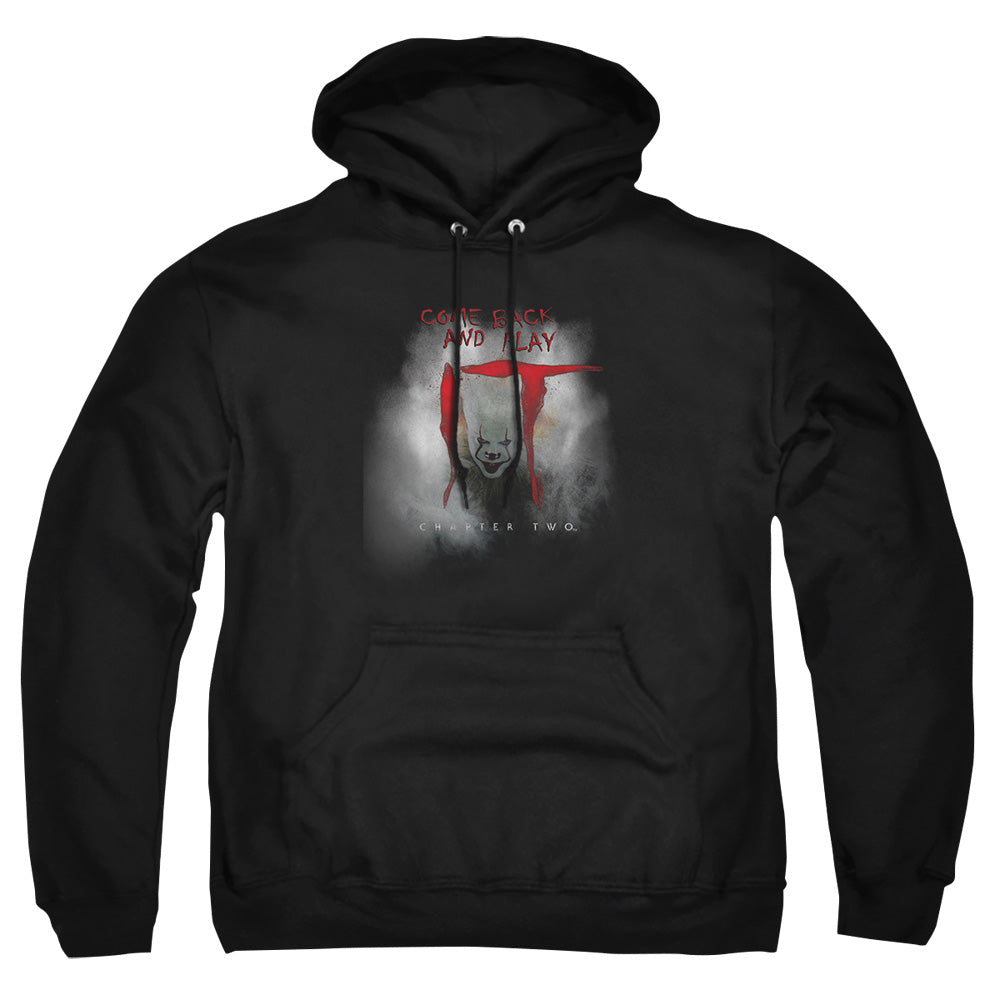 AN OFFCIALLY LICENSED IT 2019 COME BACK AND PLAY ADULT UNISEX PULLOVER HOODIE BLACK