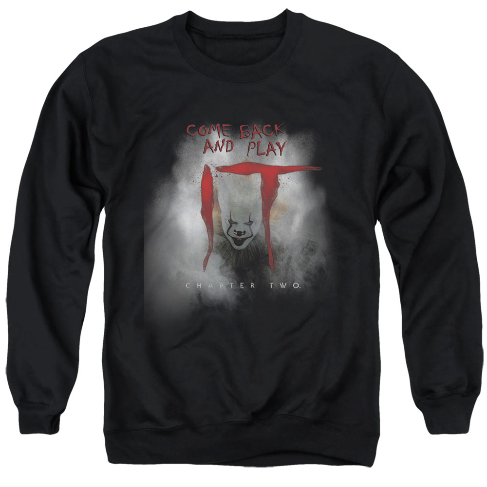 AN OFFCIALLY LICENSED IT 2019 COME BACK AND PLAY ADULT UNISEX CREWNECK SWEATSHIRT BLACK