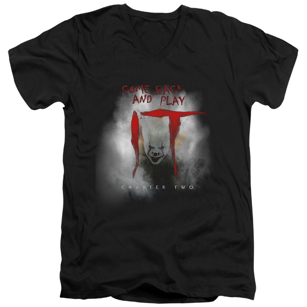 AN OFFCIALLY LICENSED IT 2019 COME BACK AND PLAY MEN'S V-NECK T-SHIRT BLACK
