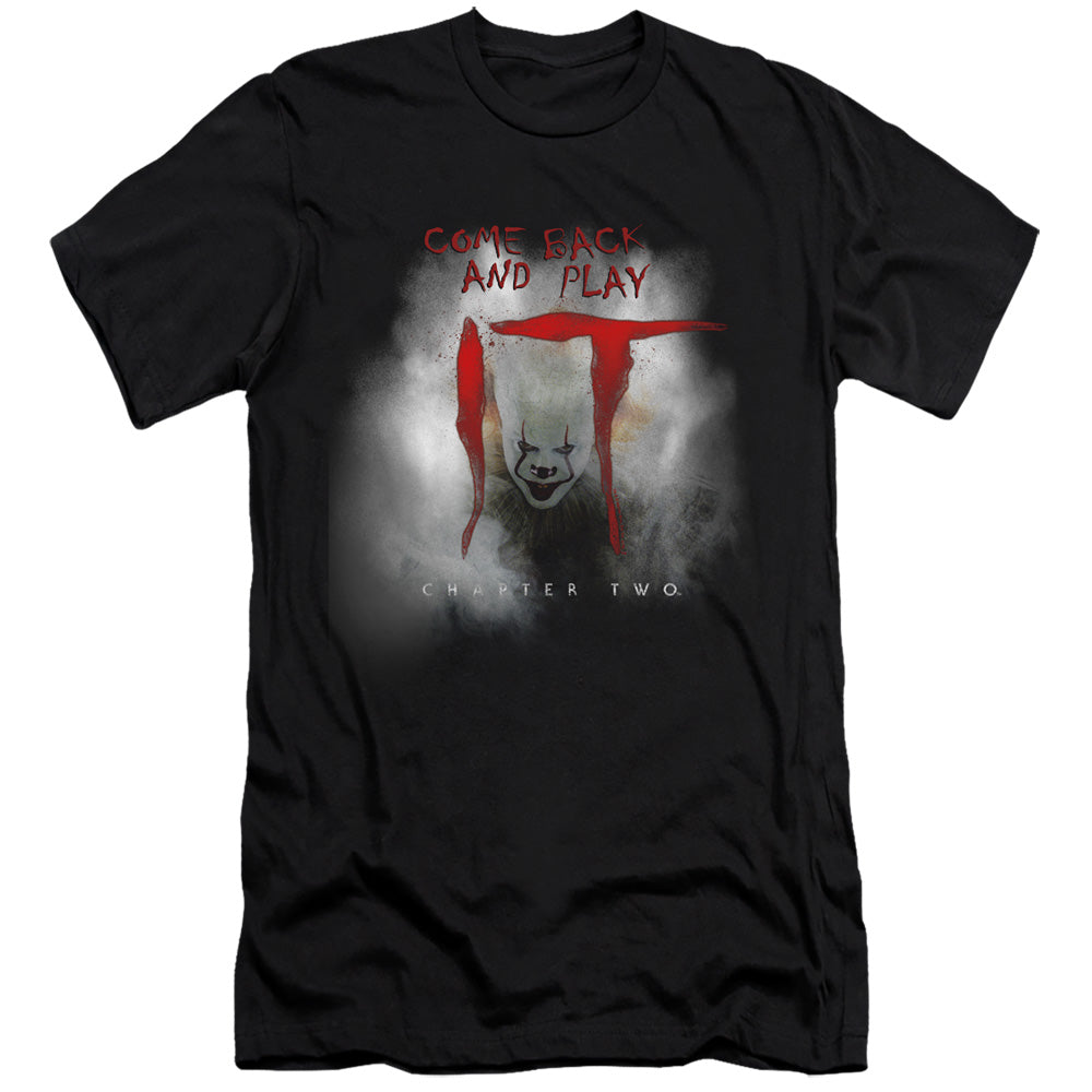AN OFFCIALLY LICENSED IT 2019 COME BACK AND PLAY MEN'S PREMIUM SLIM FIT T-SHIRT BLACK