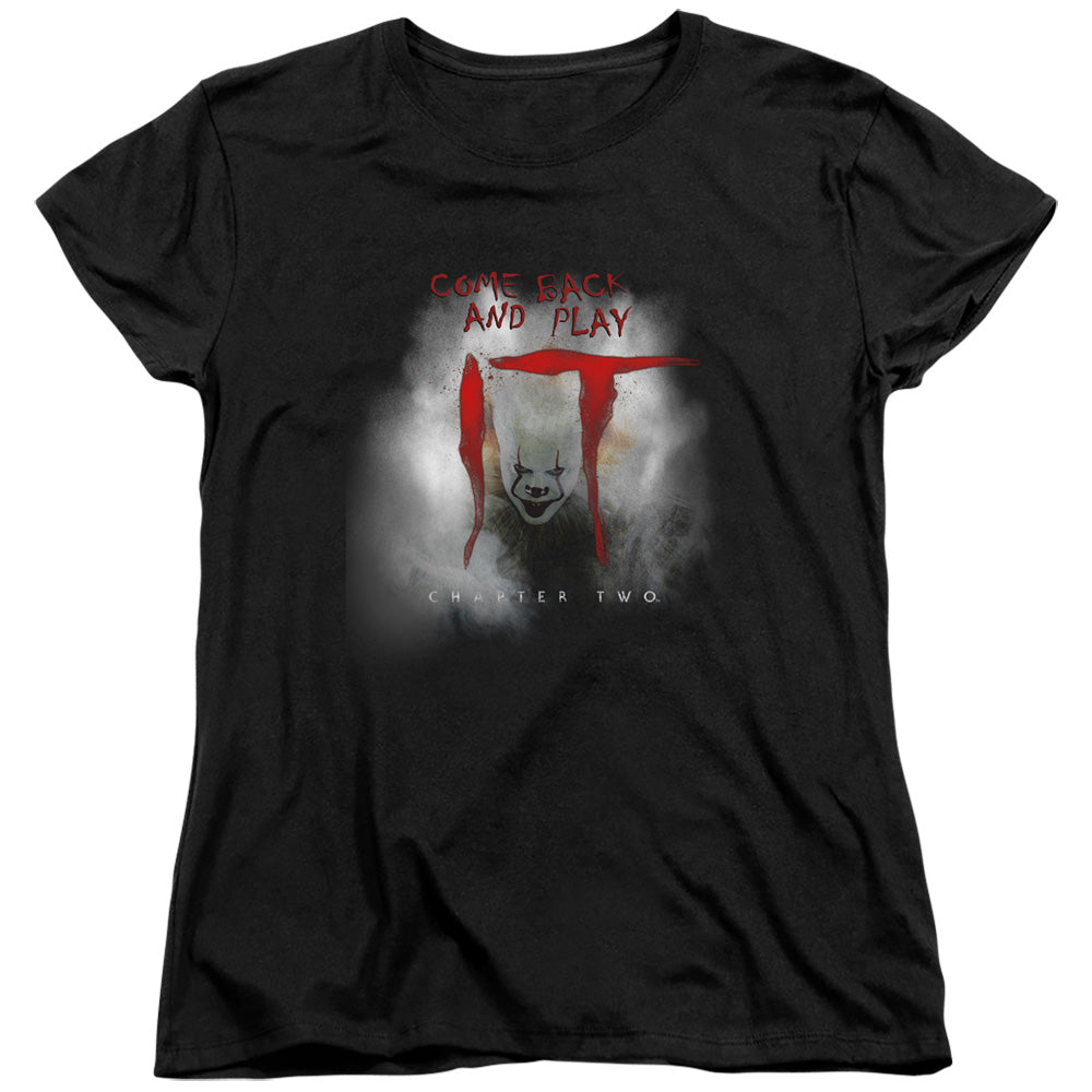 AN OFFCIALLY LICENSED IT 2019 COME BACK AND PLAY WOMEN'S REGULAR FIT T-SHIRT BLACK