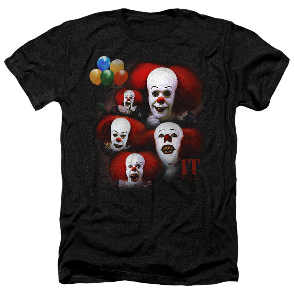 AN OFFCIALLY LICENSED IT 1990 MANY FACES OF PENNYWISE MEN'S HEATHER T-SHIRT CHARCOAL