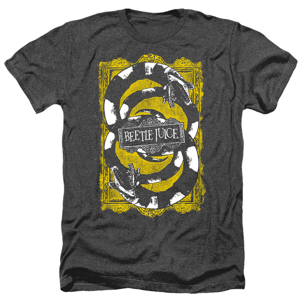 AN OFFCIALLY LICENSED BEETLEJUICE WE GOT WORMS MEN'S HEATHER T-SHIRT CHARCOAL