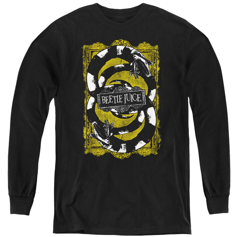 AN OFFCIALLY LICENSED BEETLEJUICE WE GOT WORMS YOUTH LONG SLEEVE T-SHIRT BLACK