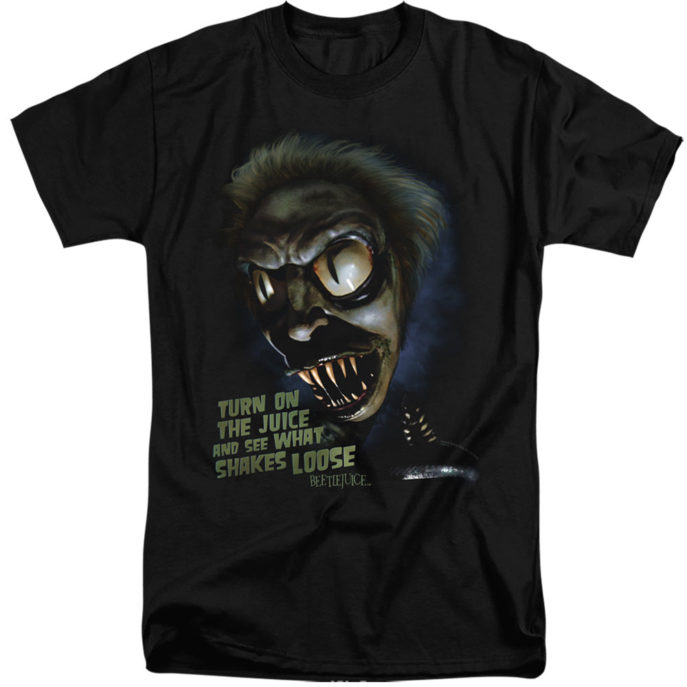 AN OFFCIALLY LICENSED BEETLEJUICE CHUCKS DAUGHTER MEN'S TALL FIT T-SHIRT BLACK