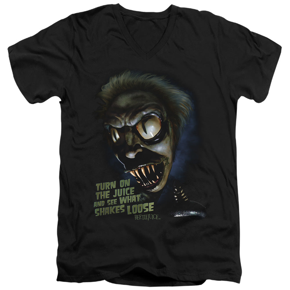 AN OFFCIALLY LICENSED BEETLEJUICE CHUCKS DAUGHTER MEN'S V-NECK T-SHIRT BLACK