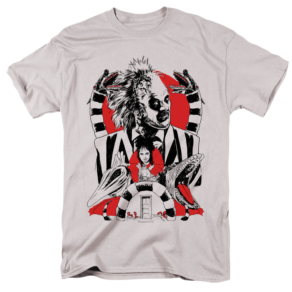 AN OFFCIALLY LICENSED BEETLEJUICE BEETLEJUICE COLLAGE MEN'S REGULAR FIT T-SHIRT SILVER