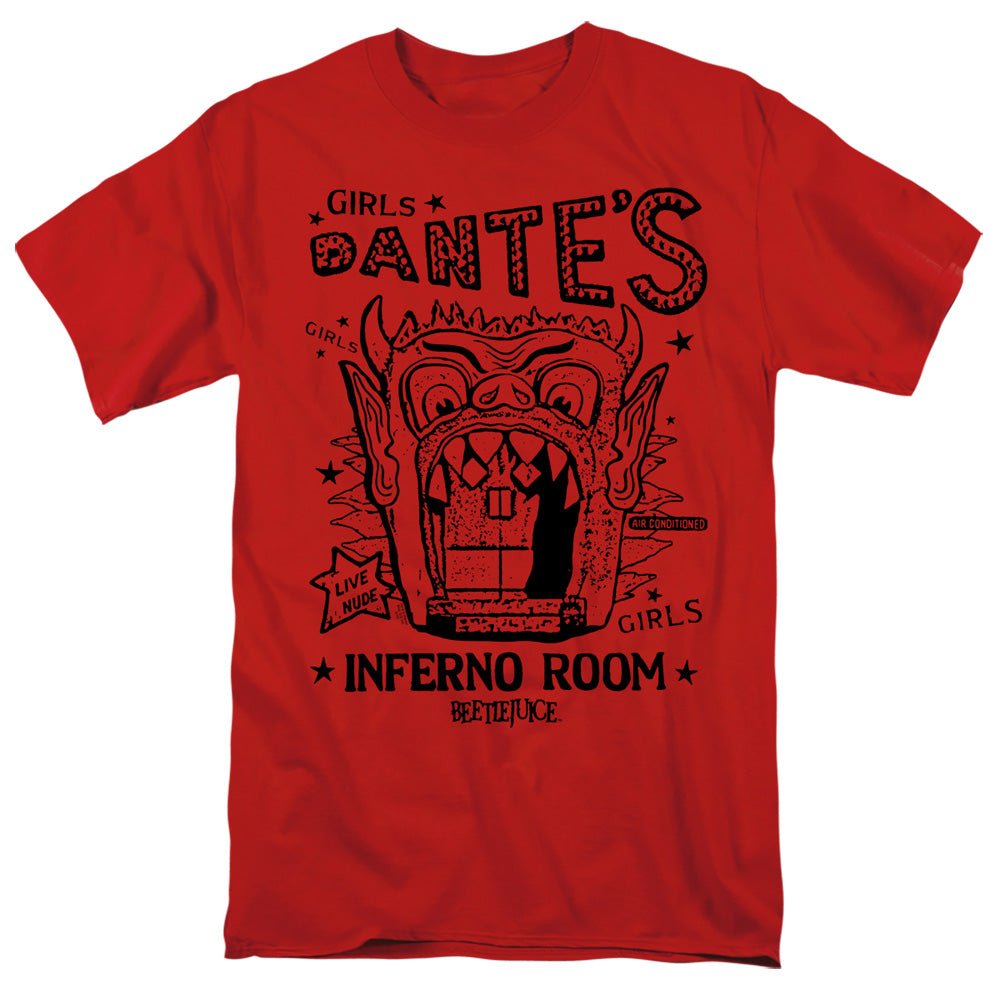 AN OFFCIALLY LICENSED BEETLEJUICE DANTES INFERNO ROOM MEN'S REGULAR FIT T-SHIRT RED