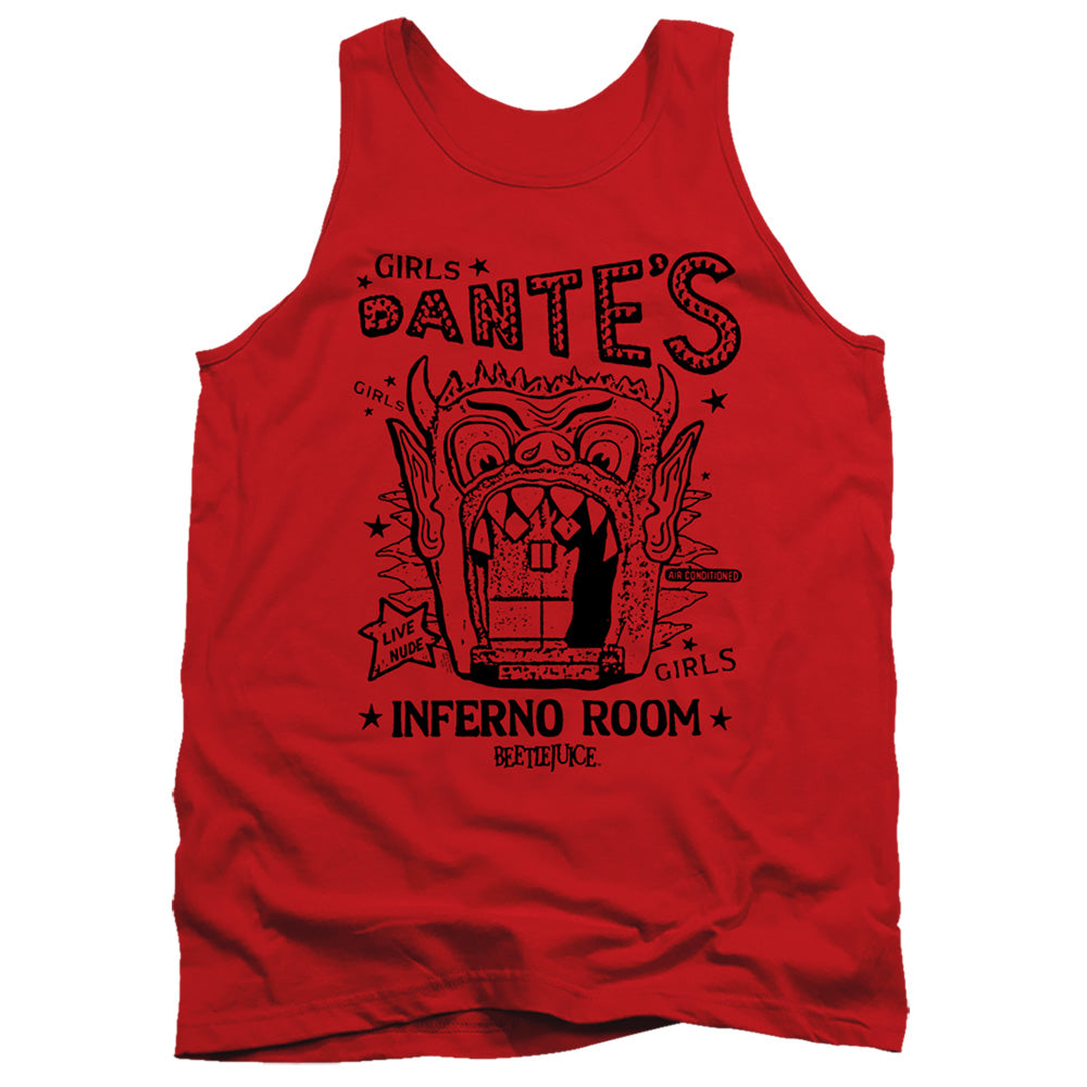 AN OFFCIALLY LICENSED BEETLEJUICE DANTES INFERNO ROOM ADULT UNISEX TANK TOP RED
