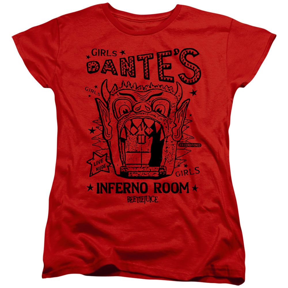 AN OFFCIALLY LICENSED BEETLEJUICE DANTES INFERNO ROOM WOMEN'S REGULAR FIT T-SHIRT RED