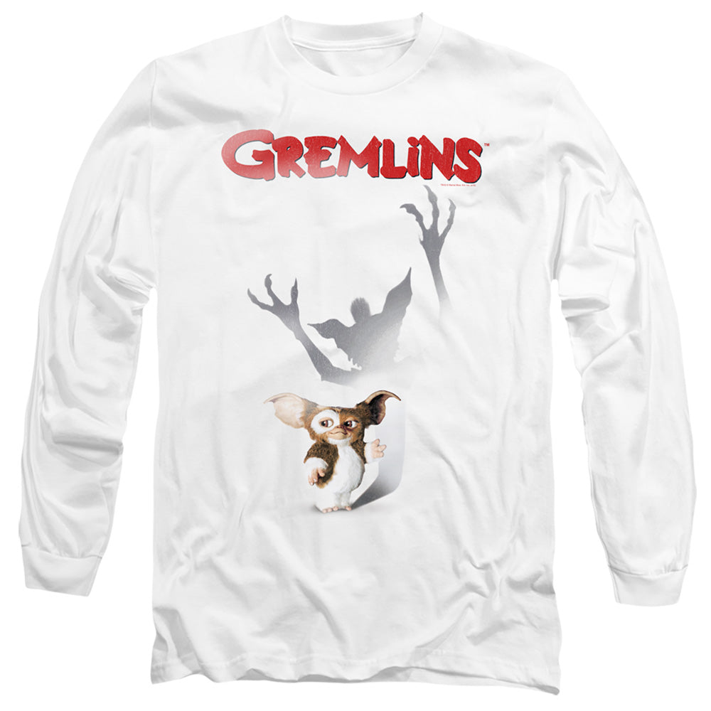 AN OFFCIALLY LICENSED GREMLINS SHADOW MEN'S LONG SLEEVE T-SHIRT WHITE