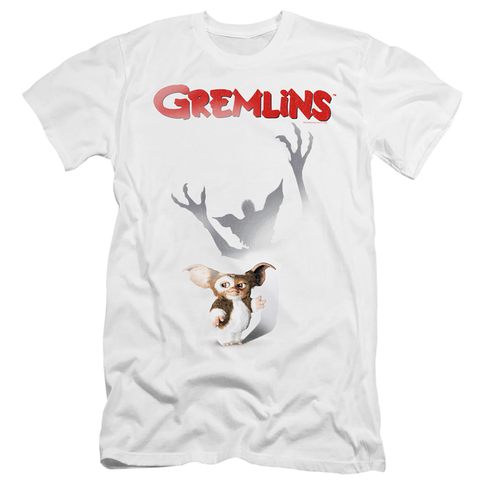 AN OFFCIALLY LICENSED GREMLINS SHADOW MEN'S PREMIUM SLIM FIT T-SHIRT WHITE