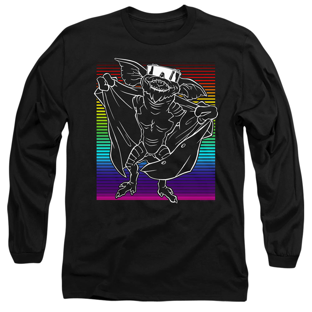 AN OFFCIALLY LICENSED GREMLINS COOL GRADIENT MEN'S LONG SLEEVE T-SHIRT BLACK