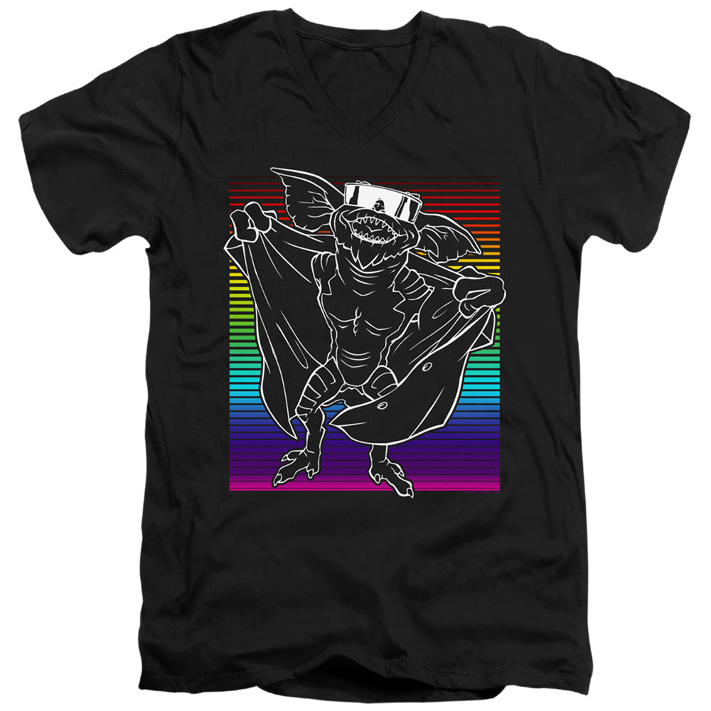 AN OFFCIALLY LICENSED GREMLINS COOL GRADIENT MEN'S V-NECK T-SHIRT BLACK