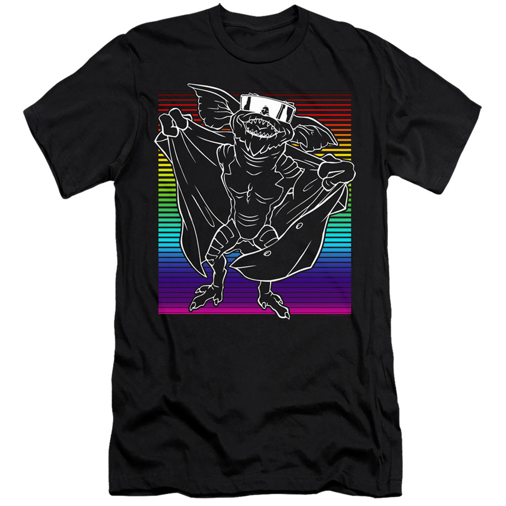 AN OFFCIALLY LICENSED GREMLINS COOL GRADIENT MEN'S PREMIUM SLIM FIT T-SHIRT BLACK