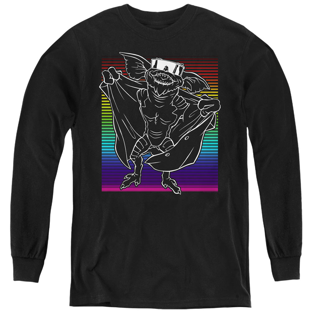 AN OFFCIALLY LICENSED GREMLINS COOL GRADIENT YOUTH LONG SLEEVE T-SHIRT BLACK