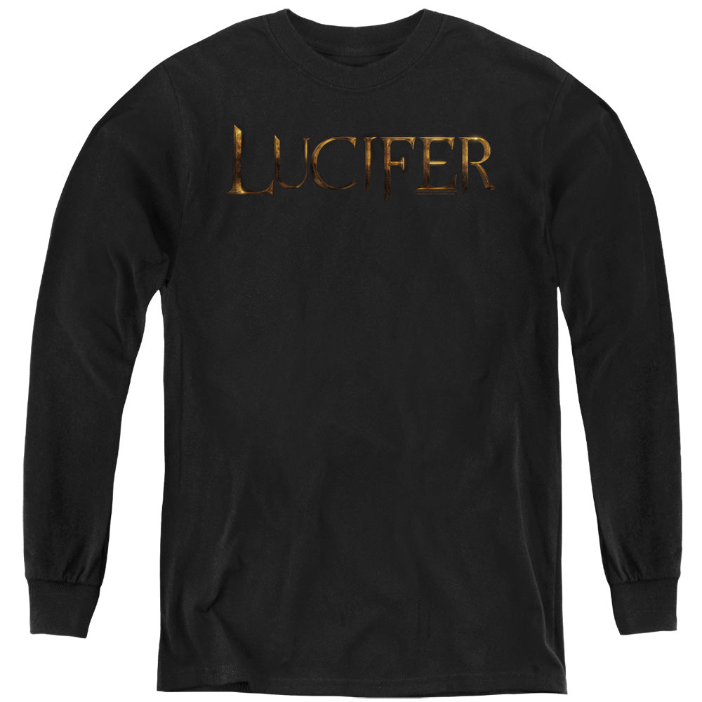 AN OFFCIALLY LICENSED LUCIFER LUCIFER LOGO YOUTH LONG SLEEVE T-SHIRT BLACK