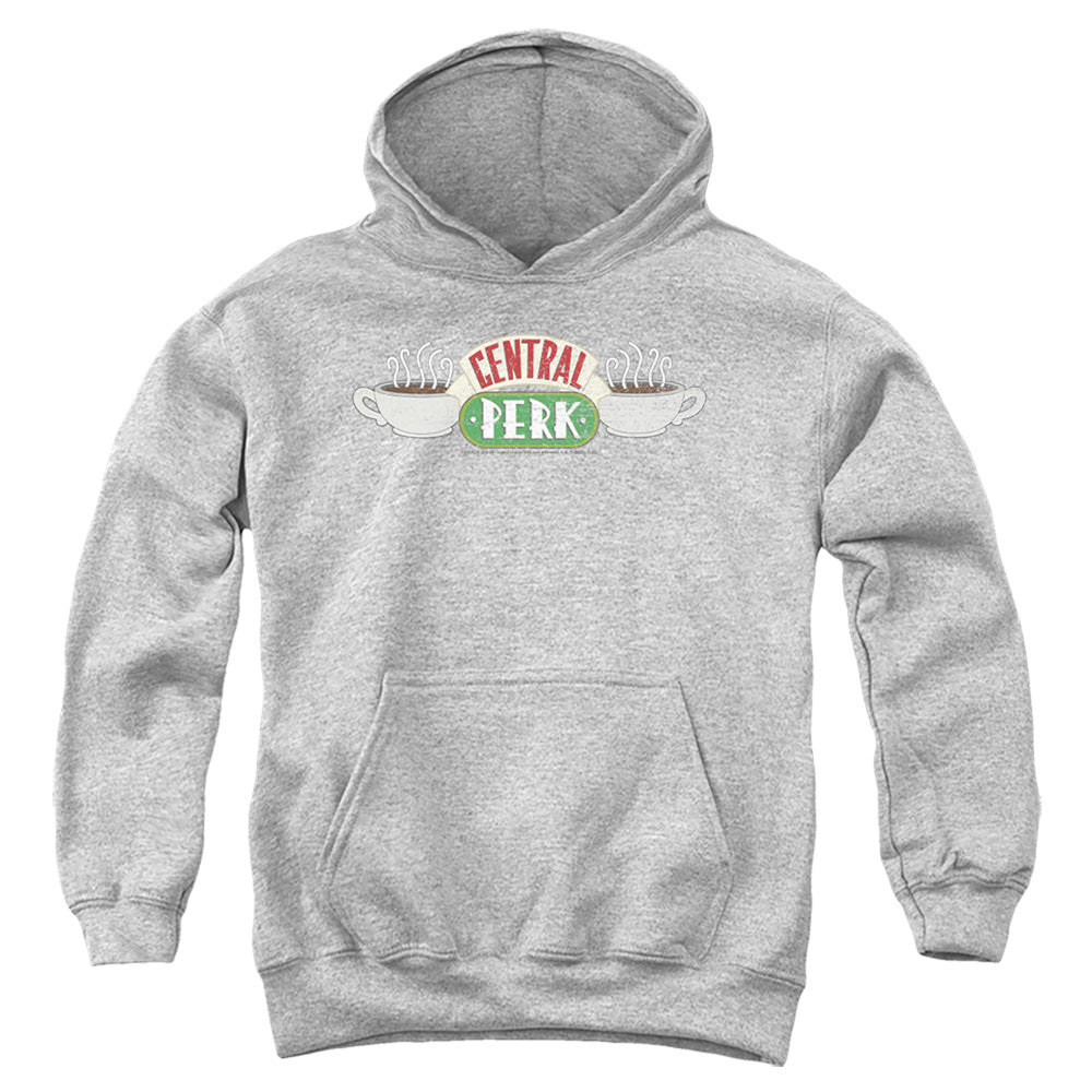 AN OFFCIALLY LICENSED FRIENDS CENTRAL PERK 2 YOUTH HOODIE ATHLETIC HEATHER