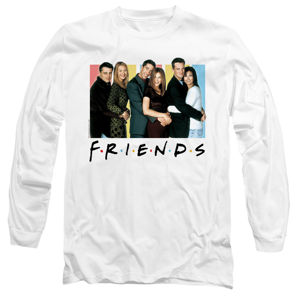 AN OFFCIALLY LICENSED FRIENDS CAST LOGO MEN'S LONG SLEEVE T-SHIRT WHITE