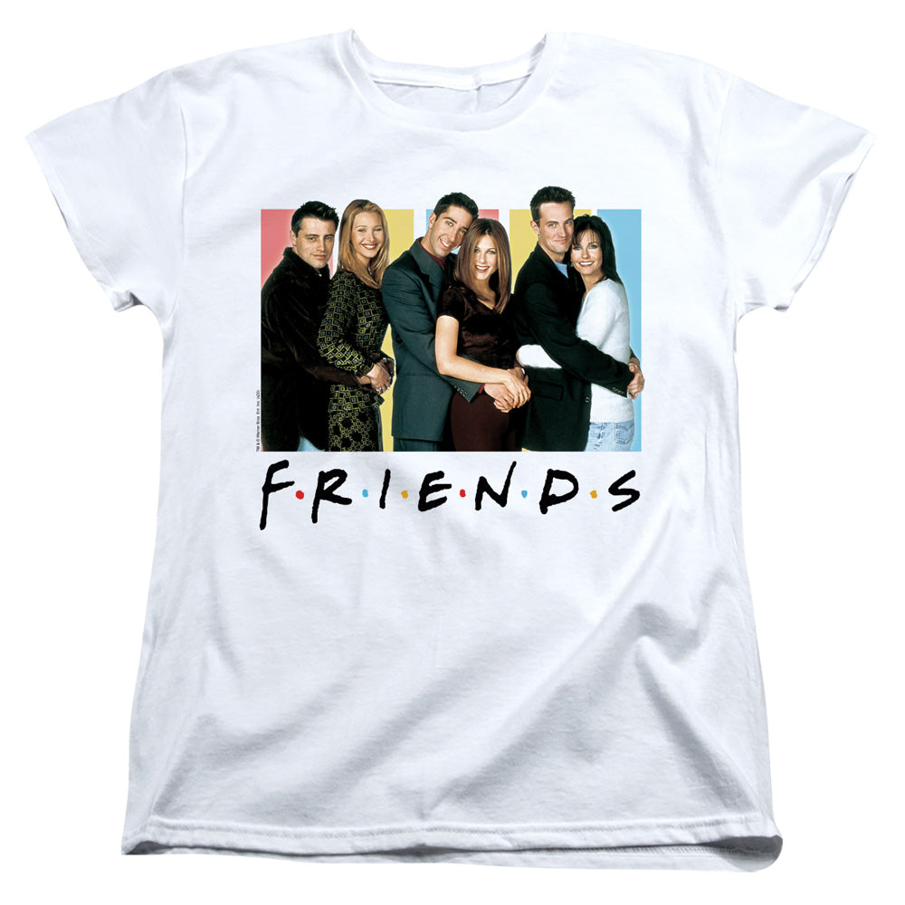 AN OFFCIALLY LICENSED FRIENDS CAST LOGO WOMEN'S REGULAR FIT T-SHIRT WHITE